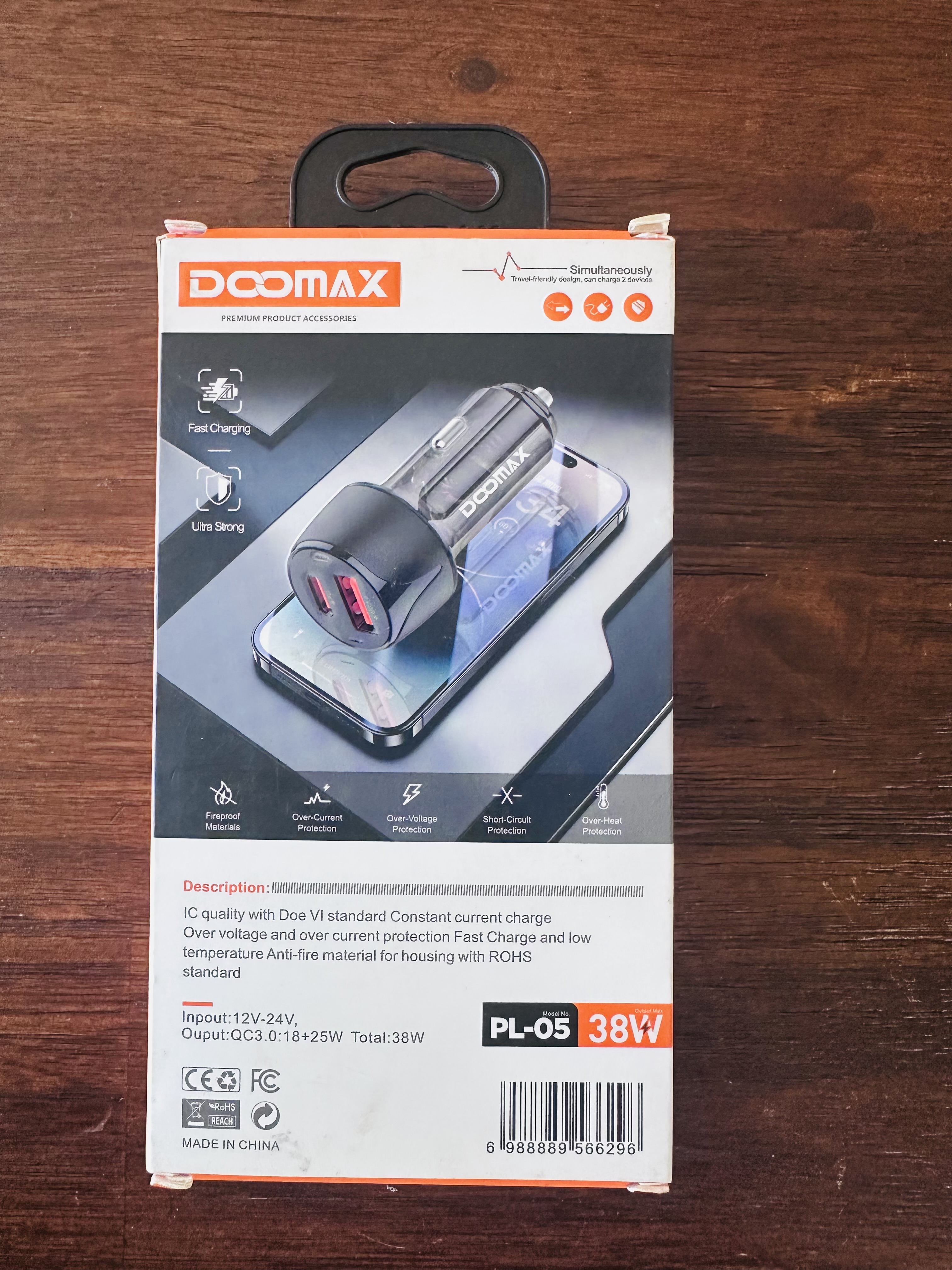 38W, DooMAX Car Fast charger.