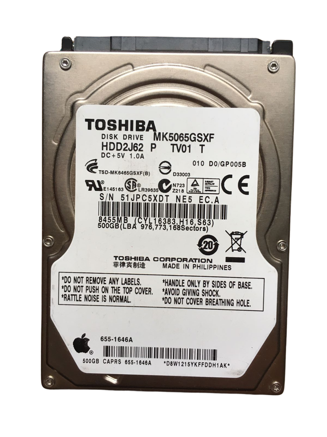 500GB, 2.5” Mechanical Harddrive, Seagate, Used